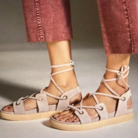 New Anthropologie Tie-Up Gladiator Dusty Pink Sandals - Size 7 - Picture 2 of 6